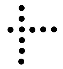 deux rangées de pièces, une verticale et une horizontale avec une des pièces commune au deux rangées