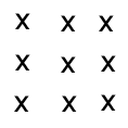 9 croix disposées sur 3 lignes et 3 colonnes