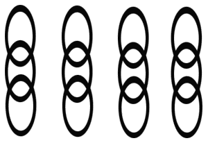 4 morceaux de chaines formés chacun de 3 maillons