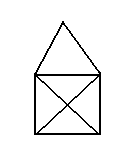 un carré avec ses diagonales dont un côté sert de base à un triangle