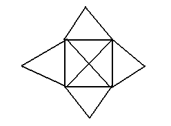 un carré avec ses diagonales dont chaque côté sert de base à un triangle