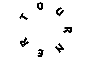 le mot tourner avec les lettres disposer en cercle