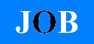 JOB écrit sur fond bleu avec le J et le B en blanc et le O en noir