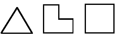 un triangle, un L et un carré